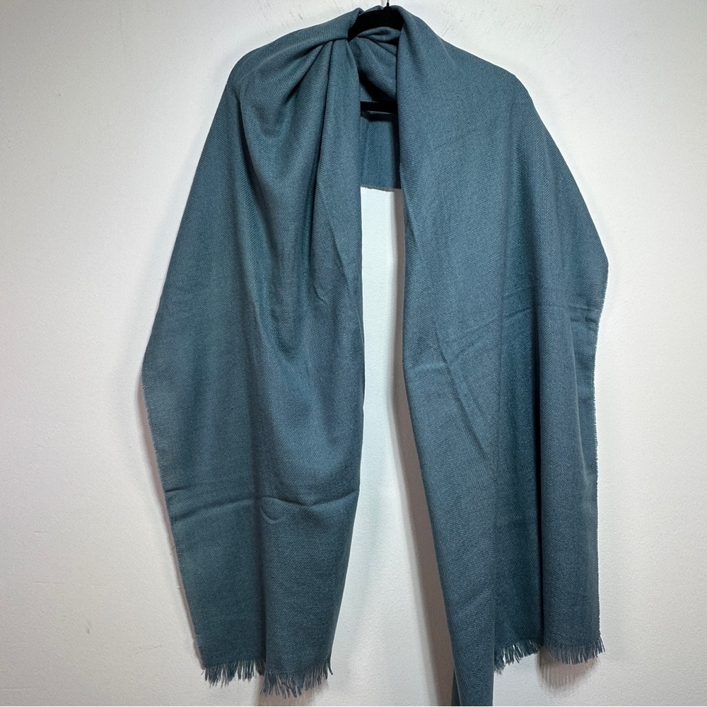 Indigo Blue Knit Scarf Long Lightweight Acrylic Wrap Teal NWT - Picture 2 of 4
